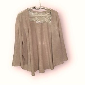 Time and Tru women’s cream colored sweater with white lace size XL